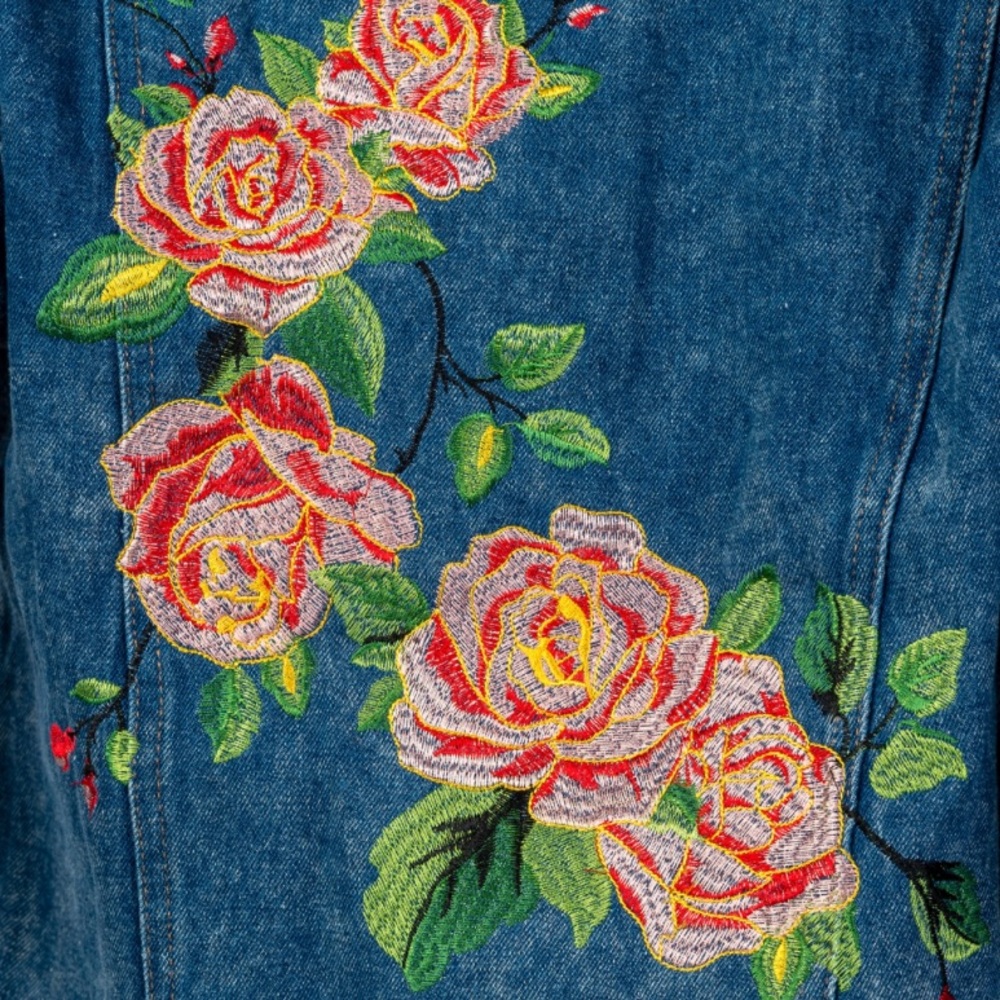 FLORAL EMBROIDERED DENIM JACKET - Picture 4 of 4